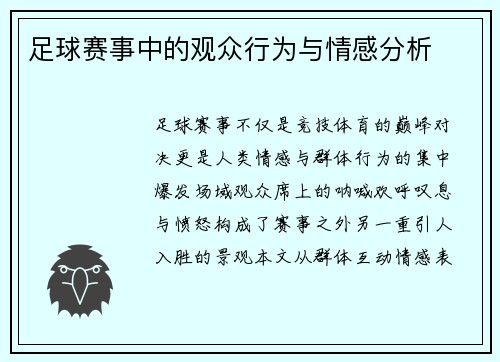 足球赛事中的观众行为与情感分析